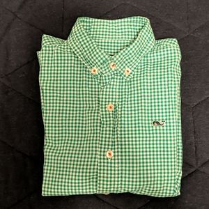 Boy's VV Green Gingham Button Down Shirt
